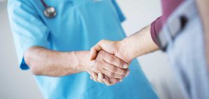 Shaking hands with nurse